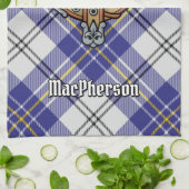 Clan MacPherson Crest over blauwe jurk Tartan Theedoek (Gevouwen)