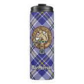 Clan MacPherson Crest over blauwe jurk Tartan Thermosbeker (Voorkant)