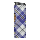 Clan MacPherson Crest over blauwe jurk Tartan Thermosbeker (Geroteerd rechts)