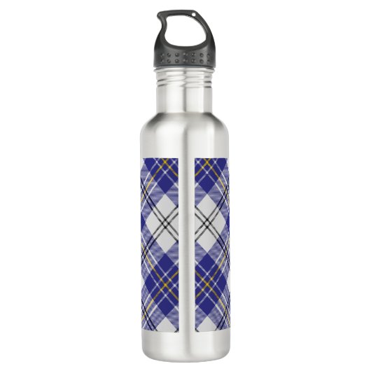 Clan MacPherson Crest over blauwe jurk Tartan Waterfles (Achterkant)