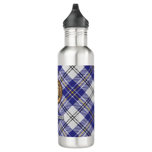 Clan MacPherson Crest over blauwe jurk Tartan Waterfles (Rechts)