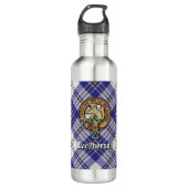 Clan MacPherson Crest over blauwe jurk Tartan Waterfles (Voorkant)