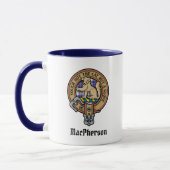 Clan MacPherson Crest over Blue Dress Tartan Mok (Links)