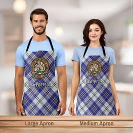 Clan MacPherson Crest over Blue Dress Tartan Schor Schort