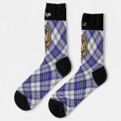 Clan MacPherson Crest over Blue Dress Tartan Sokke Sokken (Links)