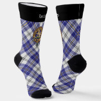 Clan MacPherson Crest over Blue Dress Tartan Sokke