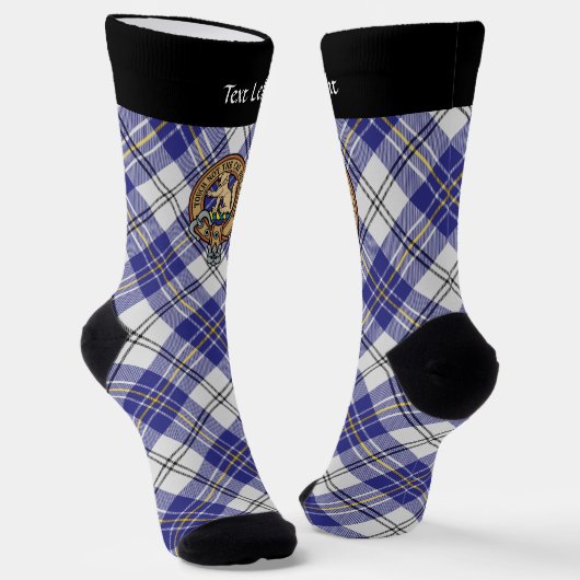 Clan MacPherson Crest over Blue Dress Tartan Sokke Sokken (Gebogen)