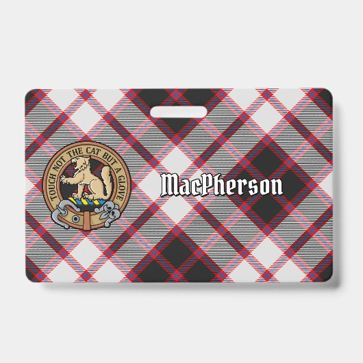 Clan MacPherson Crest over de jacht op Tartan Badge (Voorkant)