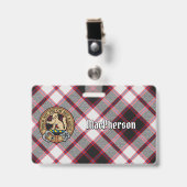 Clan MacPherson Crest over de jacht op Tartan Badge (Voorkant met clip)