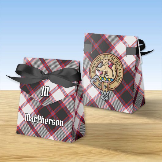 Clan MacPherson Crest over de jacht op Tartan Bedankdoosjes