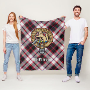 Clan MacPherson Crest over de jacht op Tartan Fleece Deken