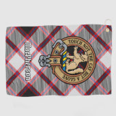Clan MacPherson Crest over de jacht op Tartan Golfhanddoek (Horizontaal)
