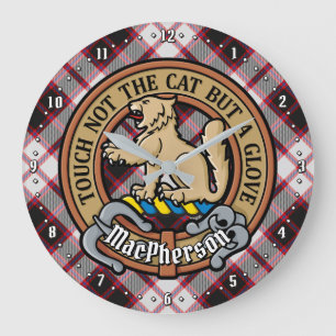 Clan MacPherson Crest over de jacht op Tartan Grote Klok