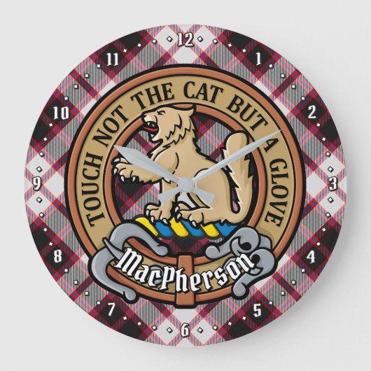 Clan MacPherson Crest over de jacht op Tartan Grote Klok (Voorkant)