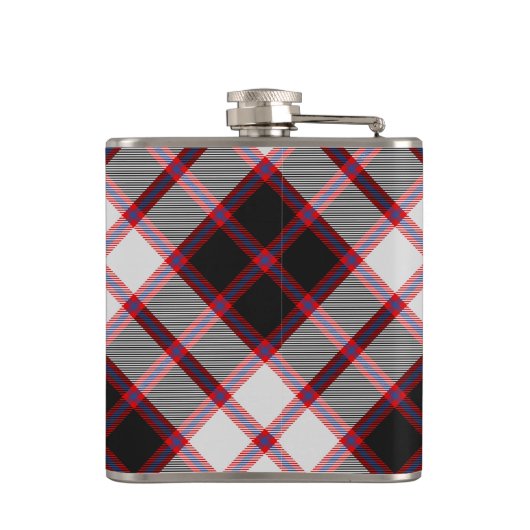 Clan MacPherson Crest over de jacht op Tartan Heupfles (Achterkant)