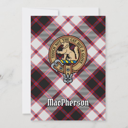 Clan MacPherson Crest over de jacht op Tartan Kaart (Achterkant)