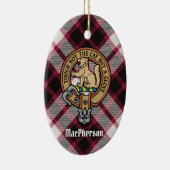 Clan MacPherson Crest over de jacht op Tartan Keramisch Ornament (Rechts)