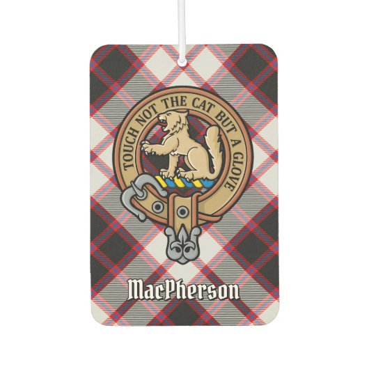 Clan MacPherson Crest over de jacht op Tartan Luchtverfrisser (Voorkant)