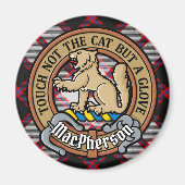 Clan MacPherson Crest over de jacht op Tartan Magneet (Voorkant)