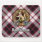 Clan MacPherson Crest over de jacht op Tartan Muismat (Voorkant)