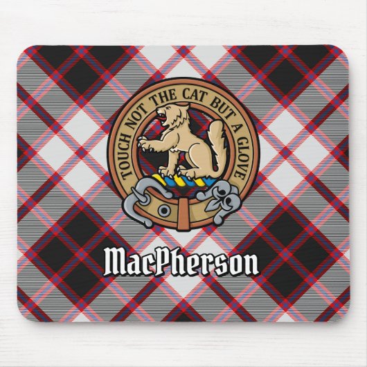 Clan MacPherson Crest over de jacht op Tartan Muismat (Voorkant)