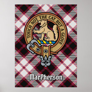 Clan MacPherson Crest over de jacht op Tartan Poster