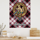 Clan MacPherson Crest over de jacht op Tartan Poster (Keuken)