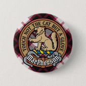 Clan MacPherson Crest over de jacht op Tartan Ronde Button 5,7 Cm (Voorkant)