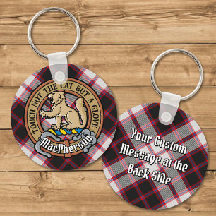 Clan MacPherson Crest over de jacht op Tartan Sleutelhanger