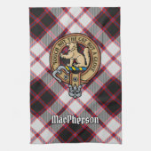 Clan MacPherson Crest over de jacht op Tartan Theedoek (Verticaal)