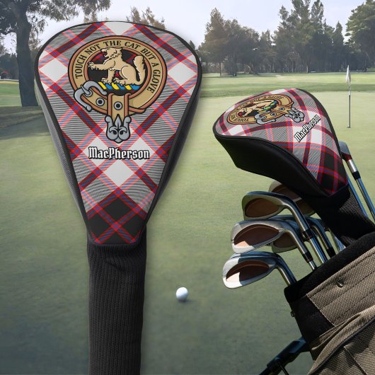 Clan MacPherson Crest over Hunting Tartan Golfheadcover