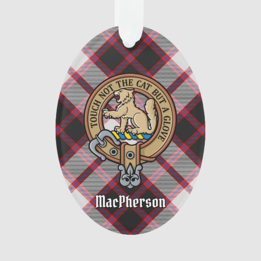 Clan MacPherson Crest over jacht op Tartan Ornamen Ornament (voorkant)