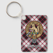 Clan MacPherson Crest over jacht op Tartan Sleutel Sleutelhanger (Voorkant)