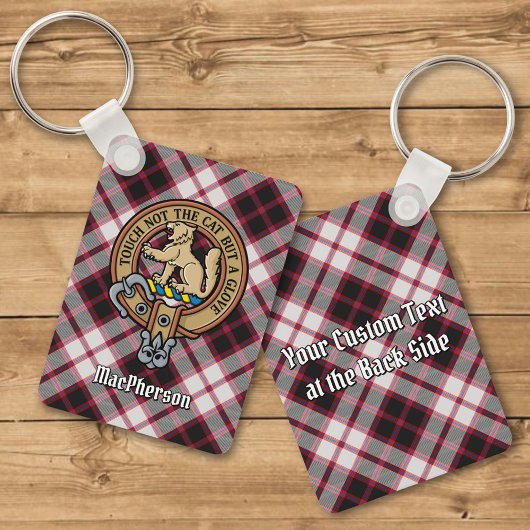 Clan MacPherson Crest over jacht op Tartan Sleutel Sleutelhanger