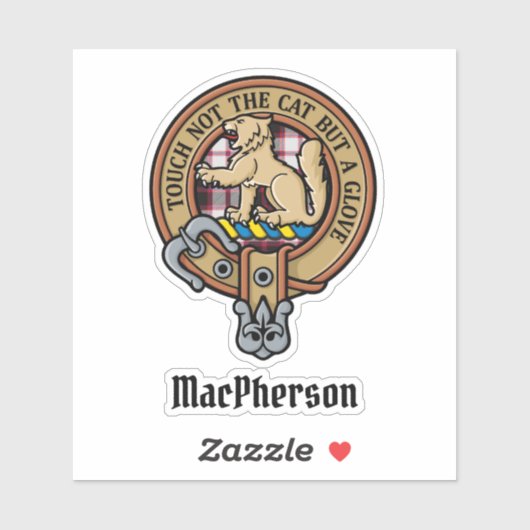 Clan MacPherson Crest over jacht op Tartan Sticker (Vel)
