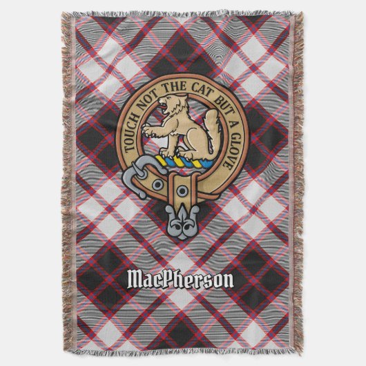 Clan MacPherson Crest over jacht-tartan Deken (Voorkant Verticaal)