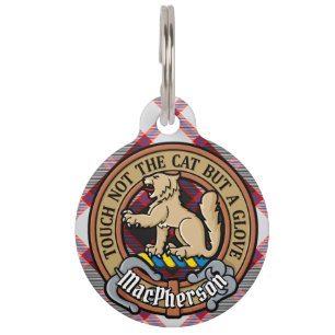 Clan MacPherson Crest over jacht-tartan Huisdierpenning