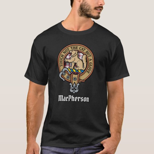 Clan MacPherson Crest over Jacht Tartan T-shirt (Voorkant)