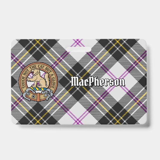 Clan MacPherson Crest over Jurk Tartan Badge (Voorkant)