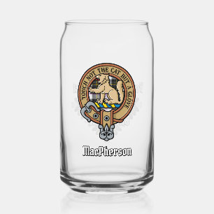 Clan MacPherson Crest over Jurk Tartan Blikvorm Glas