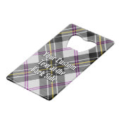 Clan MacPherson Crest over Jurk Tartan Creditkaart Flessenopener (Achterkant Gekanteld)