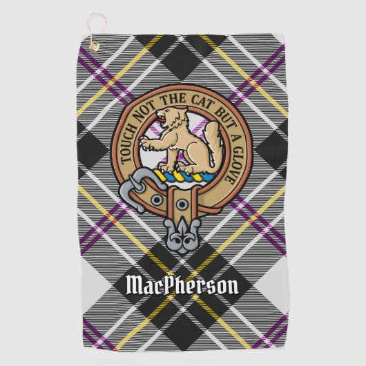 Clan MacPherson Crest over Jurk Tartan Golf Handdo Golfhanddoek (Voorkant)