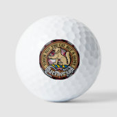 Clan MacPherson Crest over Jurk Tartan Golfballen (Voorkant)