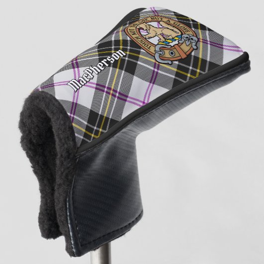 Clan MacPherson Crest over Jurk Tartan Golfheadcover (3/4 voorkant)
