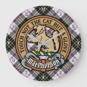 Clan MacPherson Crest over Jurk Tartan Grote Klok