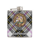 Clan MacPherson Crest over Jurk Tartan Heupfles (Voorkant)