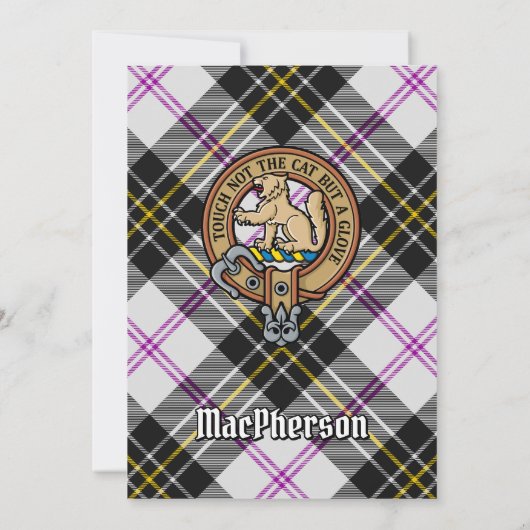 Clan MacPherson Crest over Jurk Tartan Kaart (Achterkant)