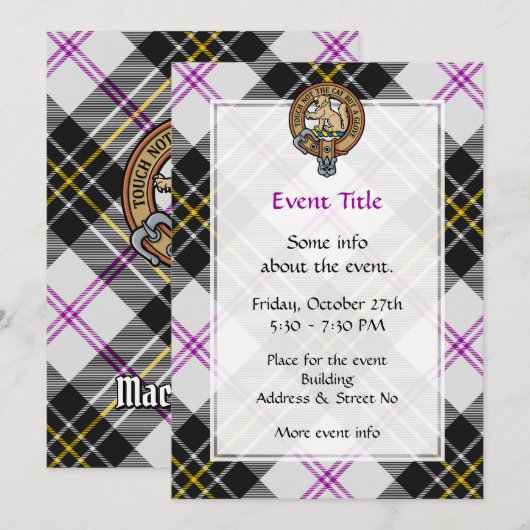 Clan MacPherson Crest over Jurk Tartan Kaart (Voorkant / Achterkant)