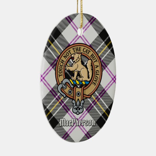 Clan MacPherson Crest over Jurk Tartan Keramisch Ornament (Rechts)