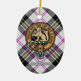 Clan MacPherson Crest over Jurk Tartan Keramisch Ornament